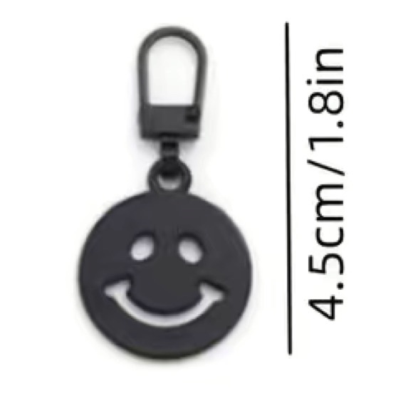 5pc Assorted Smiley Metal Zipper Pulls - Charms - Picture 3 of 3